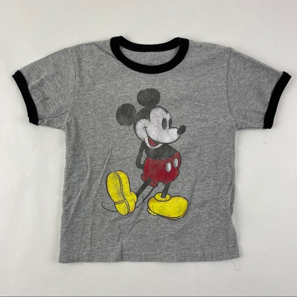 Disney Other - Disney Tshirt Boys XS 4/5 Gray Mickey Mouse Ringer Style